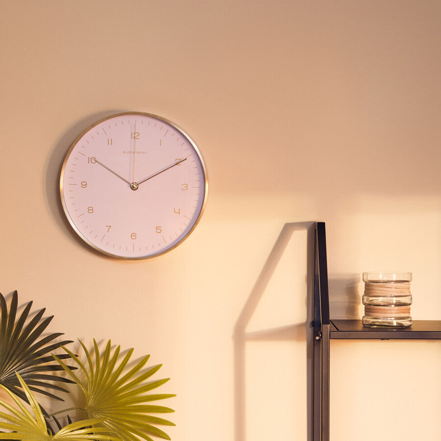 25cm Dia Gold and Pink Finish Wall Clock | Elko
