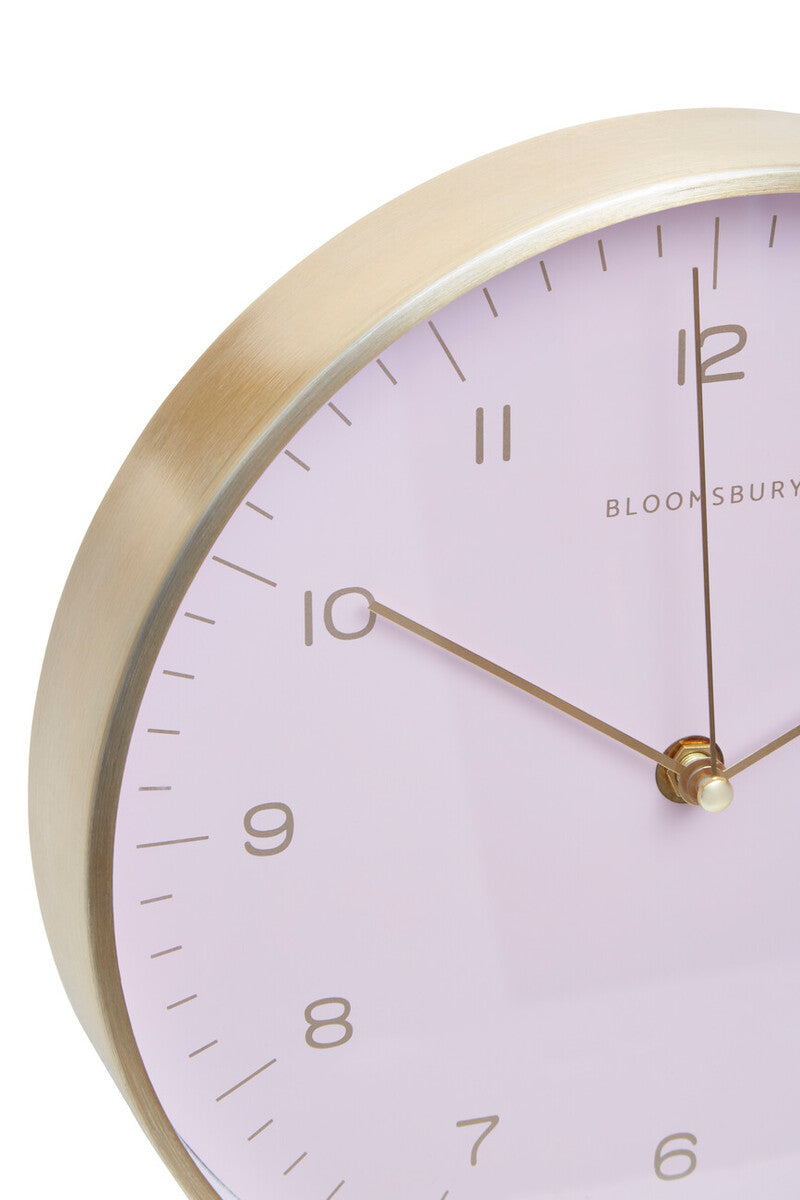 25cm Dia Gold and Pink Finish Wall Clock | Elko