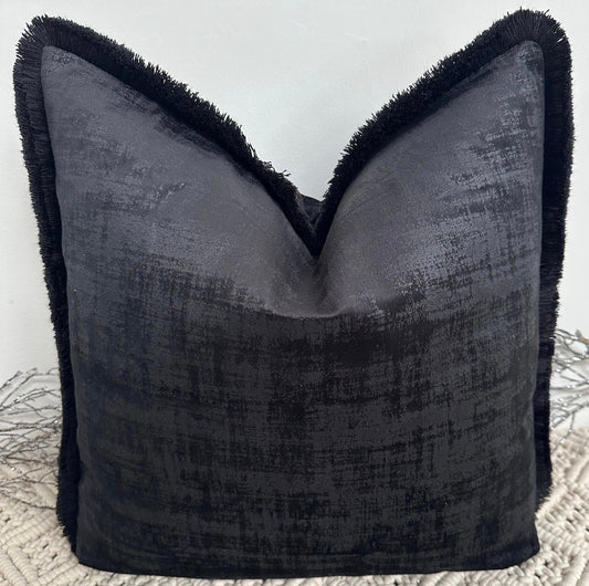 The Couture Cushion - The Black Dolce Fringed In Black - Style No. 134