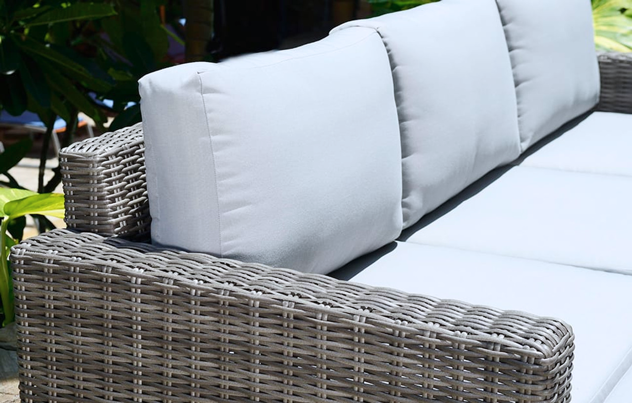 Marbella Grey 5 Seater Chaise Garden Sofa Set, Cover and Cushion Box Bundle