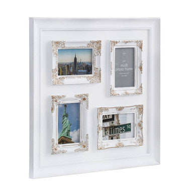 Vintage Style White & Gold 4 Photo Frame | Maren