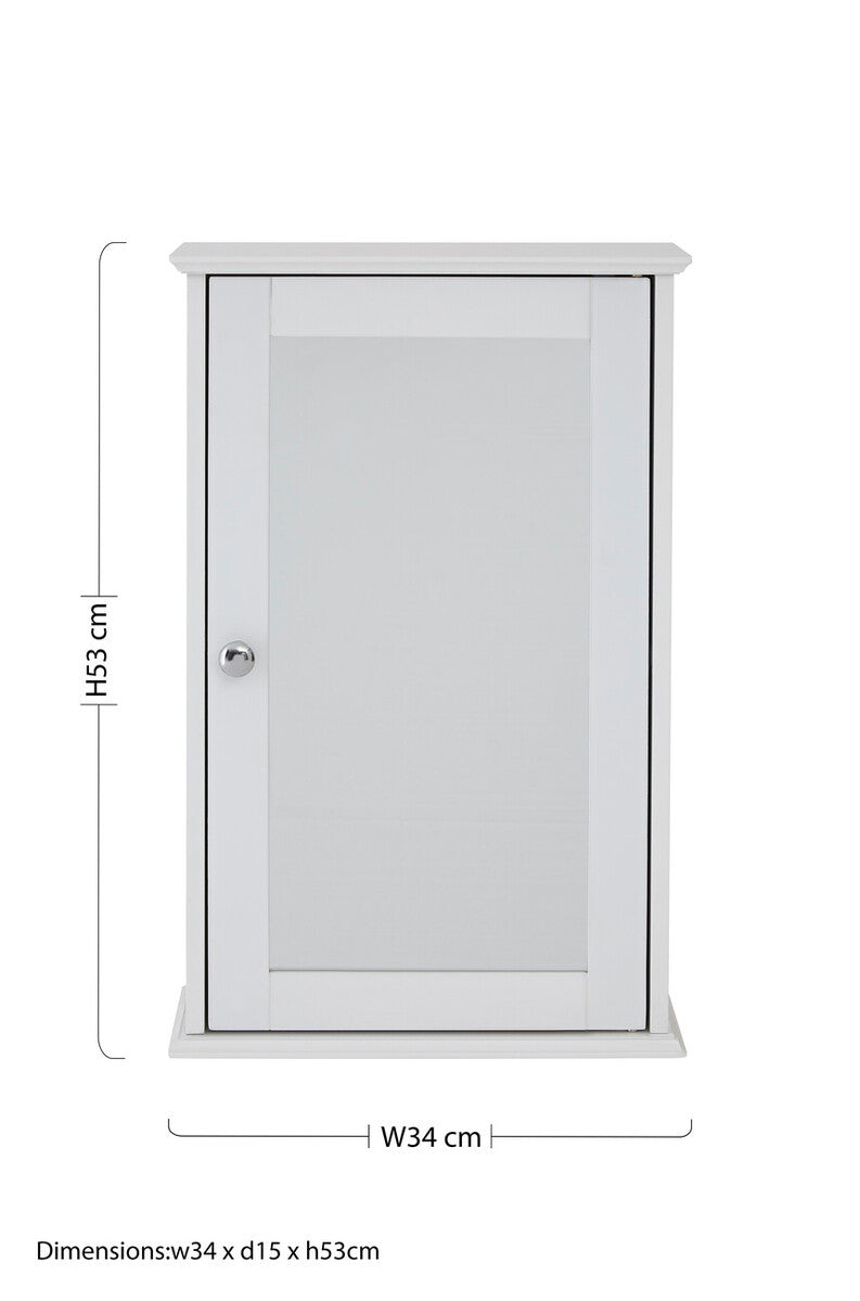 Portland White Wall Mounted Bathroom Cabinet with Mirrored Door