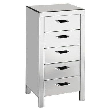 Vincenzo Mirrored Glass 5 Drawer Chest