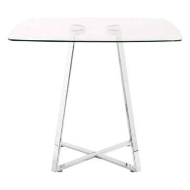 Metropolitan Clear Glass Square Dining Table with Silver Finish Legs