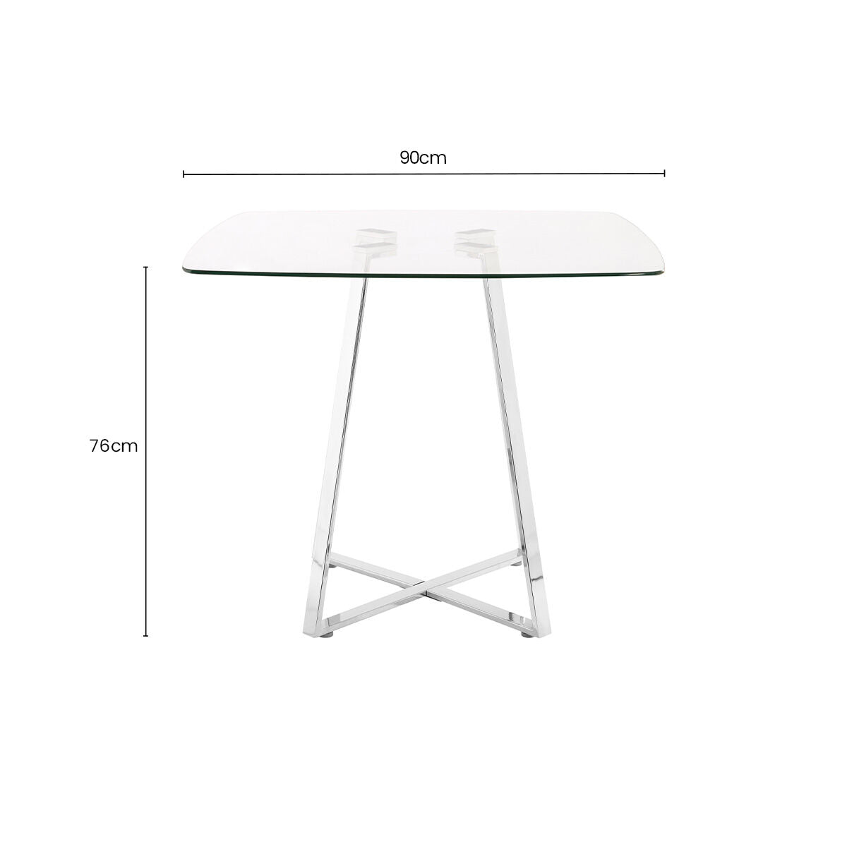 Metropolitan Clear Glass Square Dining Table with Silver Finish Legs