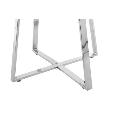 Metropolitan Clear Glass Square Dining Table with Silver Finish Legs