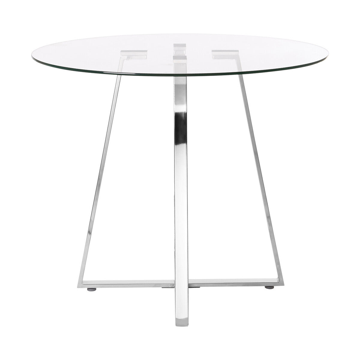 Metropolitan Clear Glass Round Dining Table with Silver Finish Legs