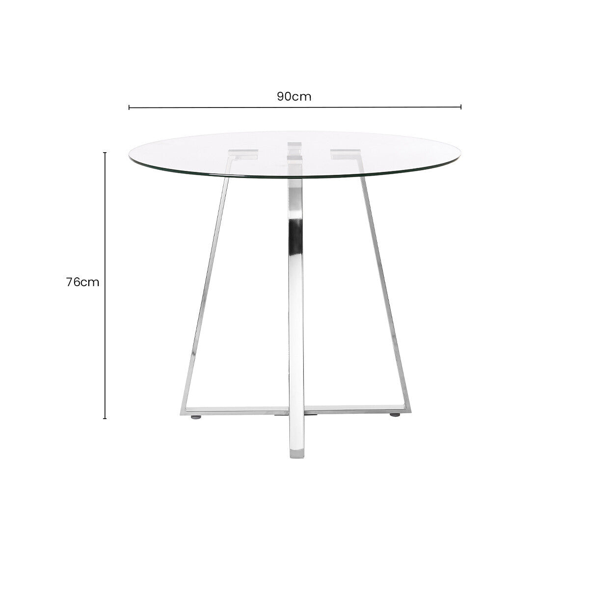 Metropolitan Clear Glass Round Dining Table with Silver Finish Legs