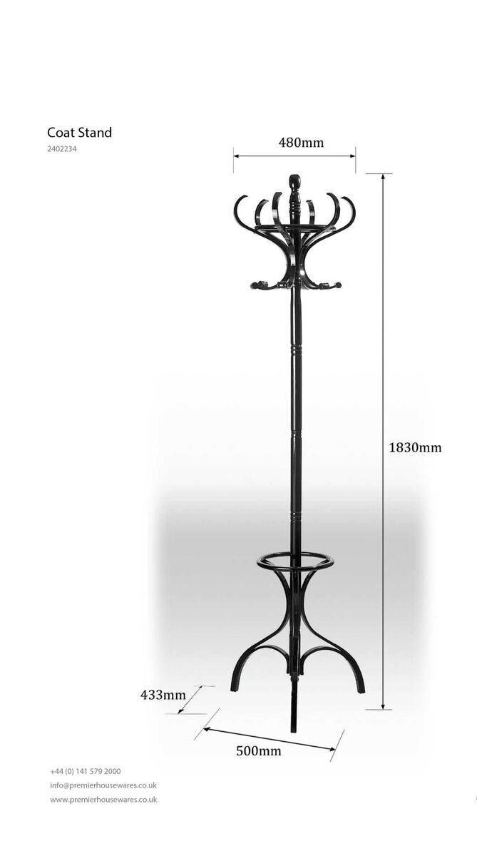 Kennedy Black Wooden Coat Stand