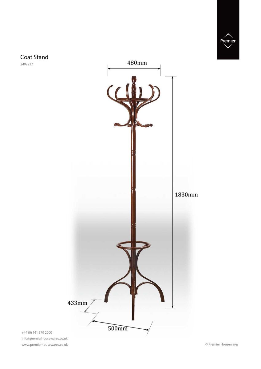 Walnut Finish Floor Standing Coat Stand | Kennedy