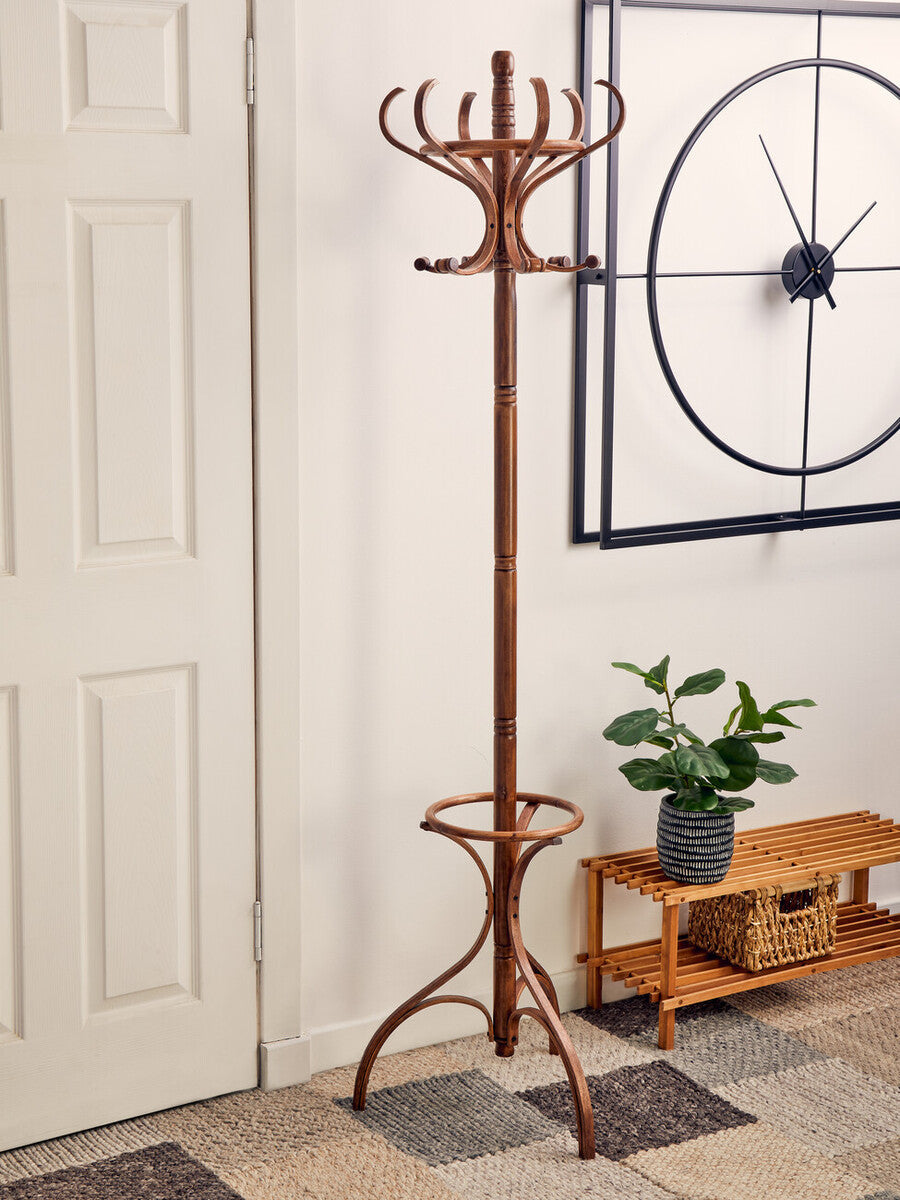 Walnut Finish Floor Standing Coat Stand | Kennedy