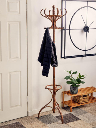 Walnut Finish Floor Standing Coat Stand | Kennedy