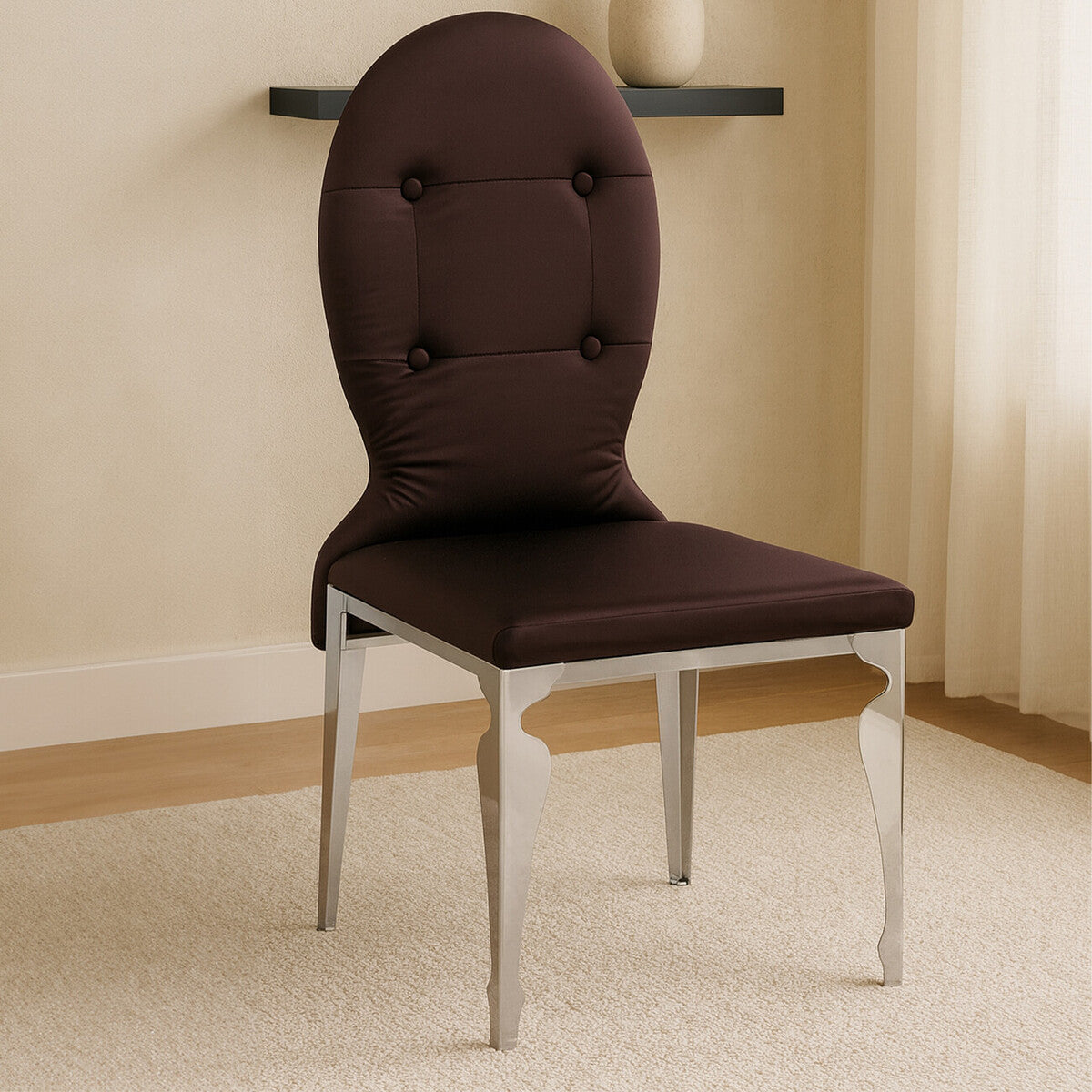 Silk Purple Dining Chair with Silver Finish Legs