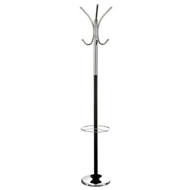 Drew Black and Chrome Finish Coat Stand with Umbrella Holder