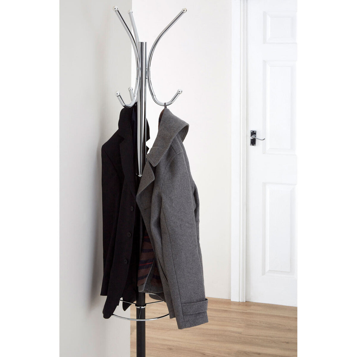 Drew Black and Chrome Finish Coat Stand with Umbrella Holder