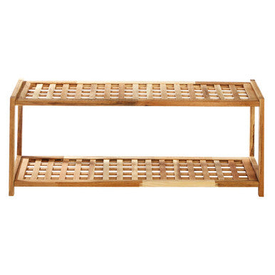 Arla Natural Walnut Wood 2 Tier Shoe Rack