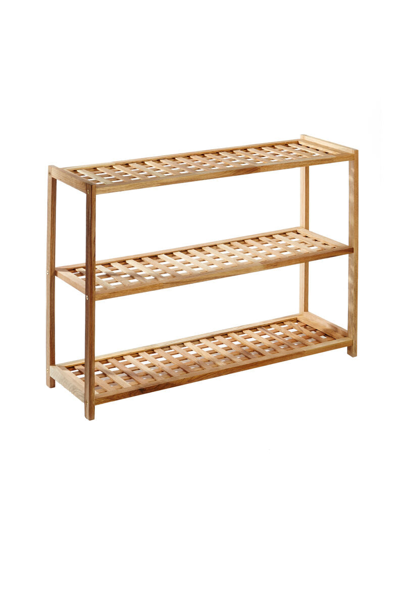 Arla Natural Walnut Wood 3 Tier Shoe Rack