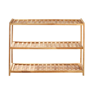 Arla Natural Walnut Wood 3 Tier Shoe Rack