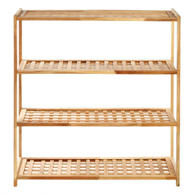 Arla Natural Walnut Wood 4 Tier Shoe Rack