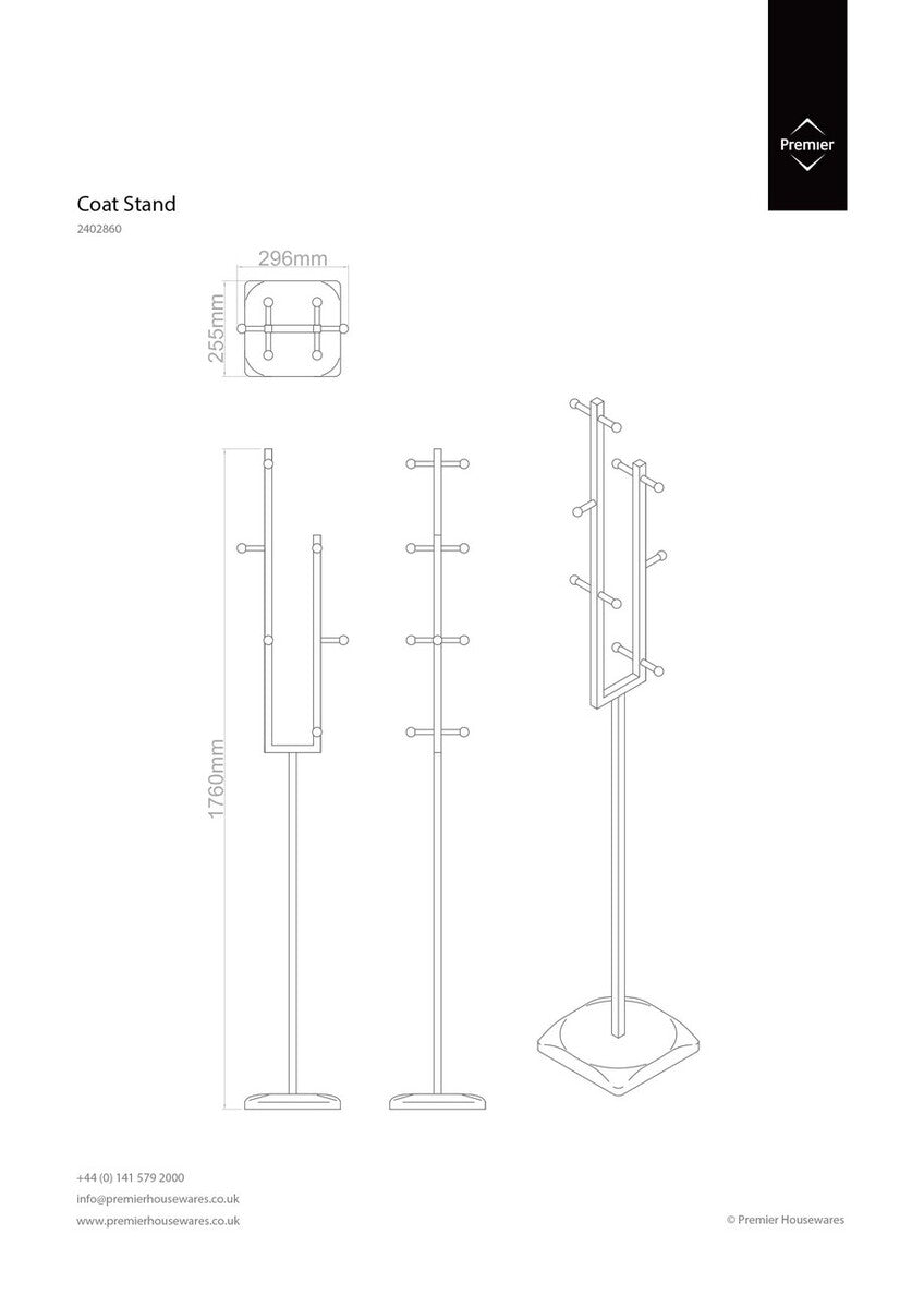Joan Chrome Finish Coat Stand with Ceramic Ball Hooks