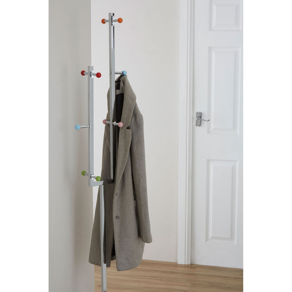 Joan Chrome Finish Coat Stand with Ceramic Ball Hooks