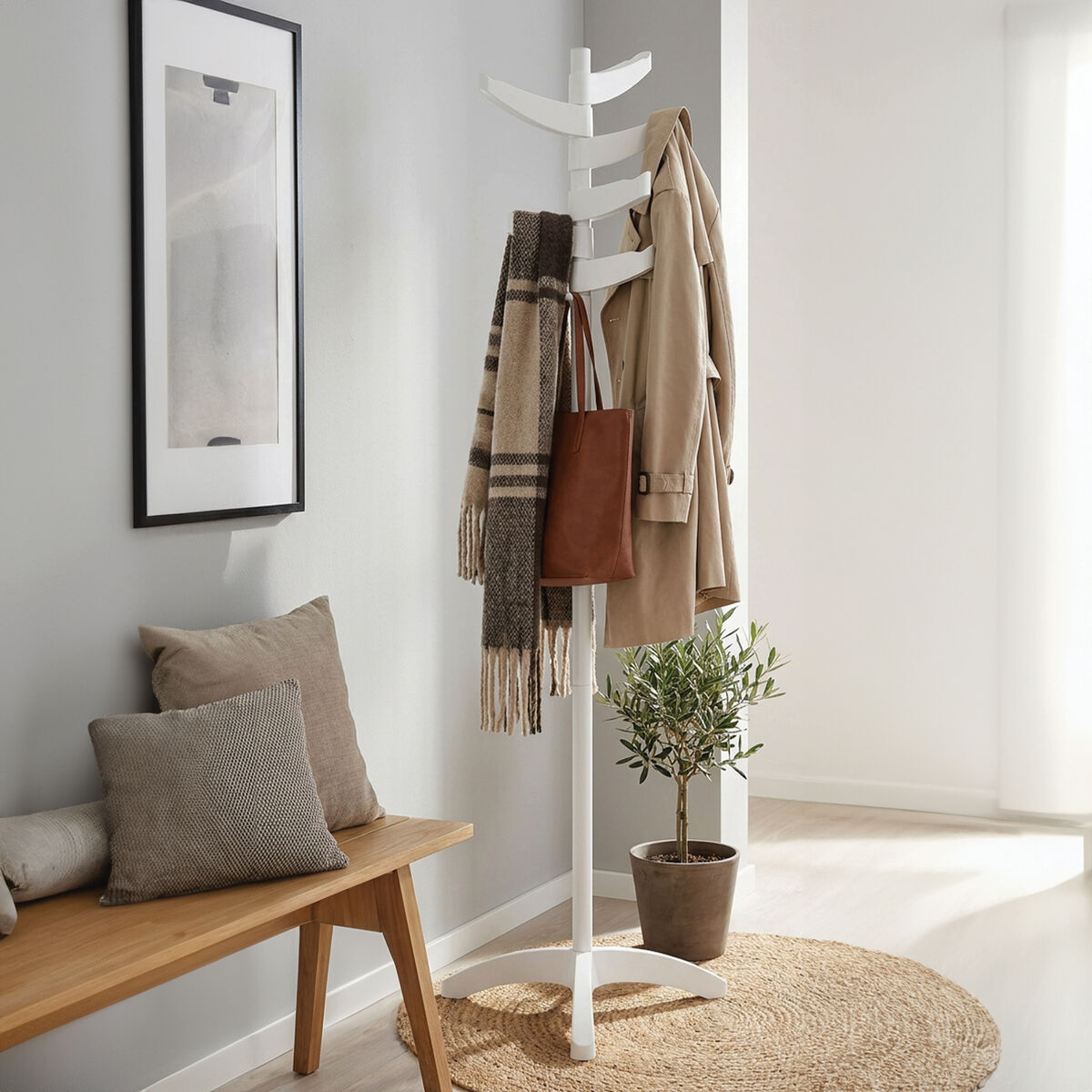 Bian White Finish Coat Stand