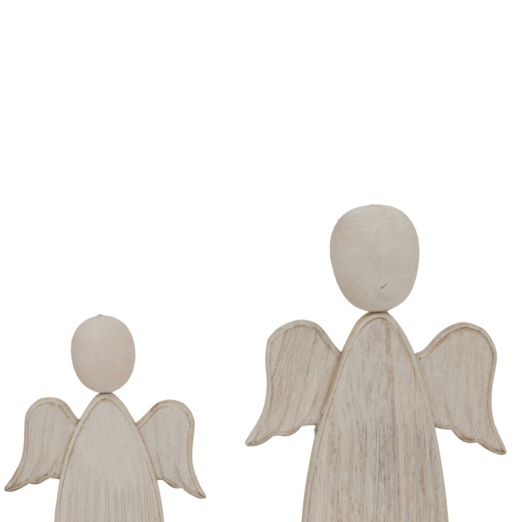 Large Whitewashed Rustic Angel