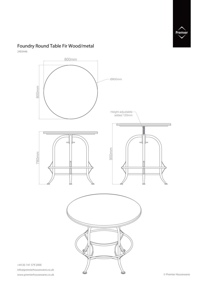 Foundry Natural Wooden and Metal Round Bar Table