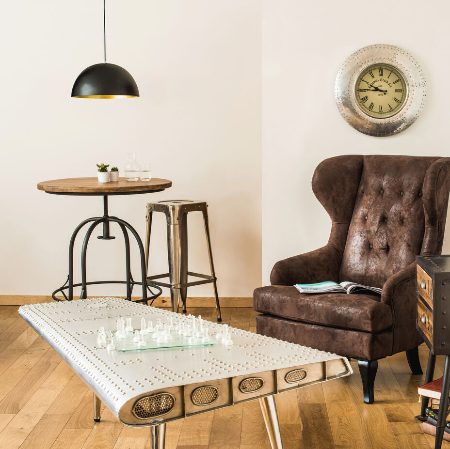 Foundry Natural Wooden and Metal Round Bar Table