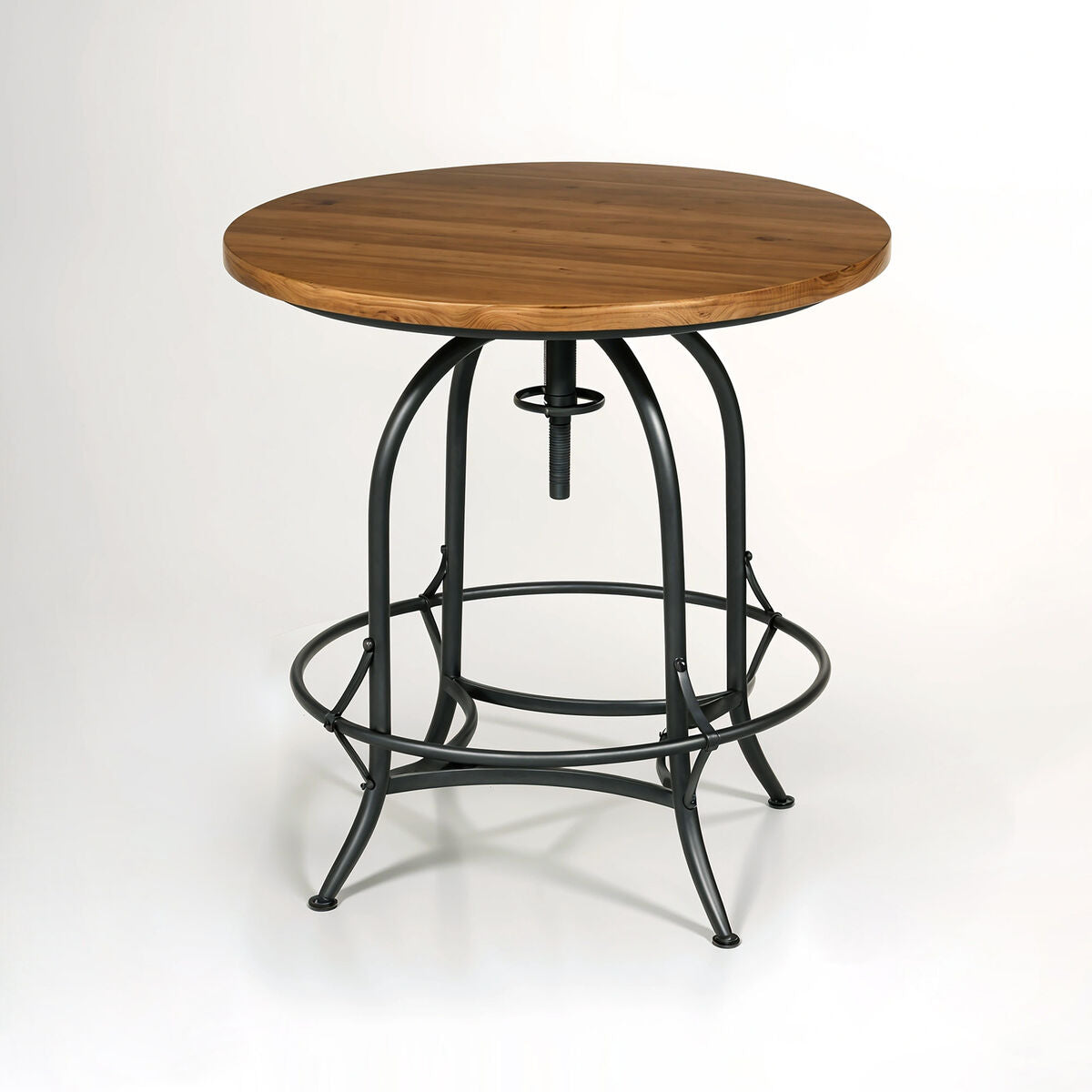 Foundry Natural Wooden and Metal Round Bar Table