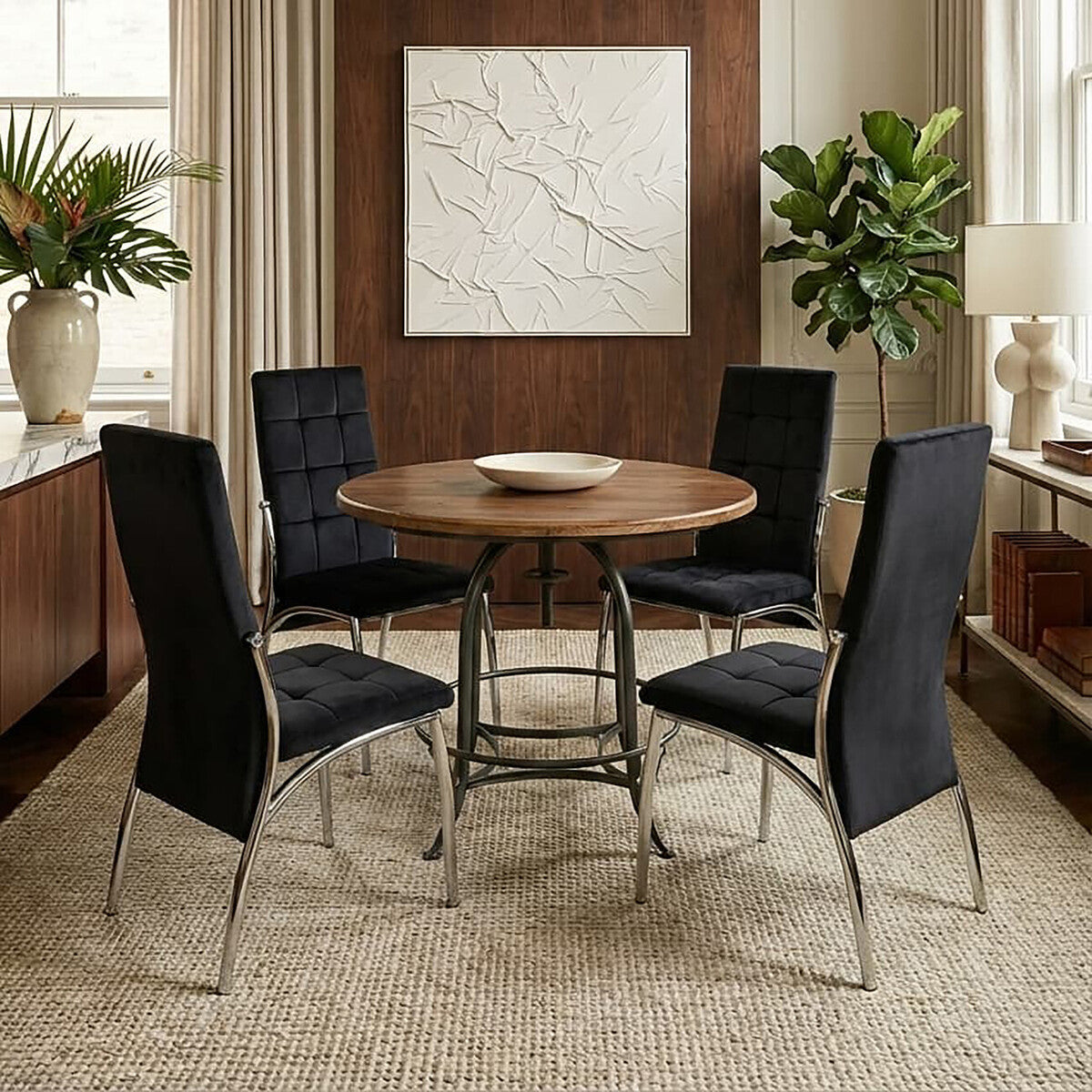 Foundry Natural Wooden and Metal Round Bar Table