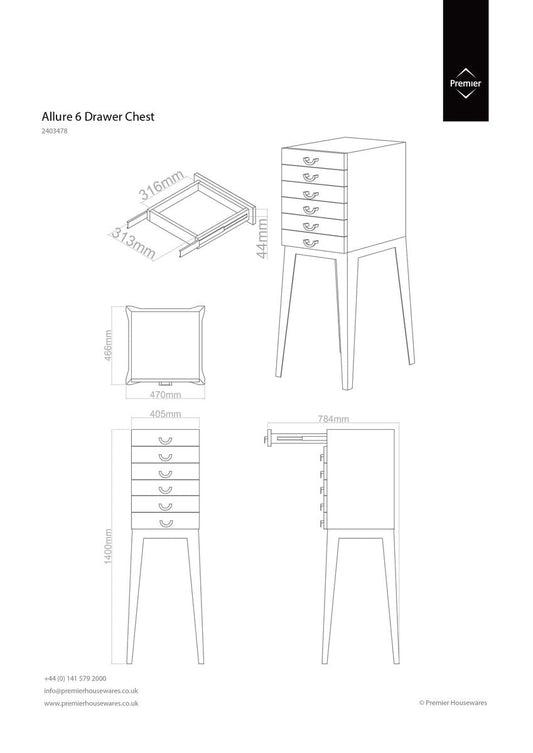 Stainless Steel 6 Drawer Chest