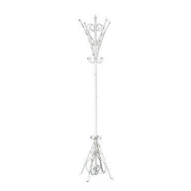 New York Loft White Distressed Finish Metal Coat Stand