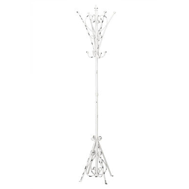 New York Loft White Distressed Finish Metal Coat Stand