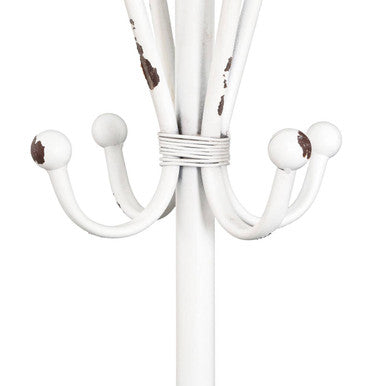 New York Loft White Distressed Finish Metal Coat Stand
