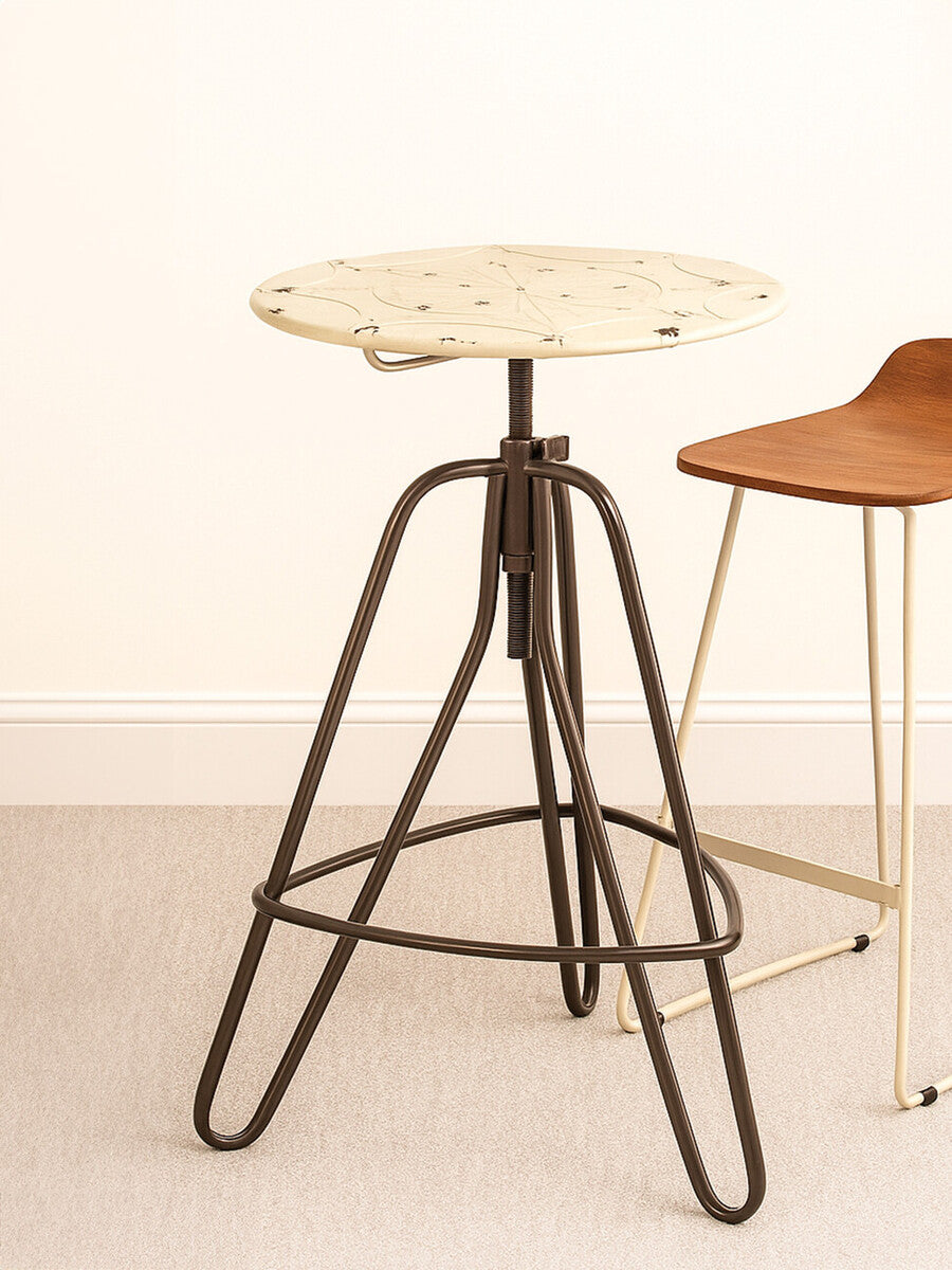 Artisan Cream Metal Adjustable Bar Table