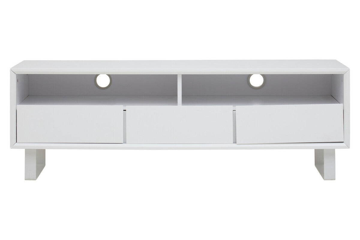 Moritz White High Gloss Finish 3 Drawer Media Unit
