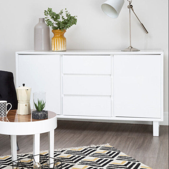 Moritz White High Gloss Finish 2 Door and 3 Drawer Sideboard