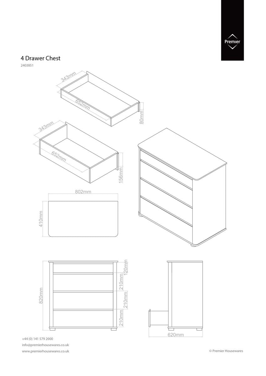 Moritz Black High Gloss Finish 4 Drawer Chest