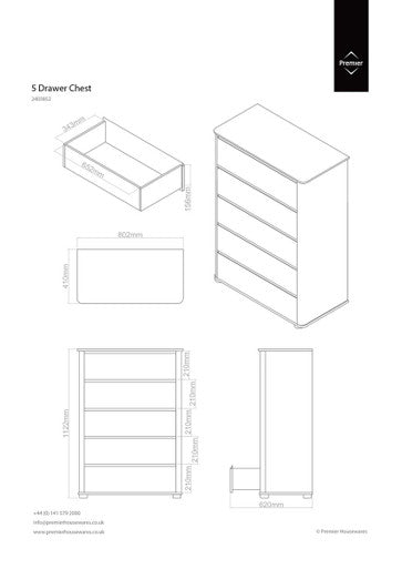 Moritz Black High Gloss Finish 5 Drawer Chest