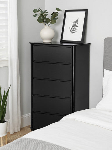 Moritz Black High Gloss Finish 5 Drawer Chest