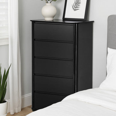 Moritz Black High Gloss Finish 5 Drawer Chest