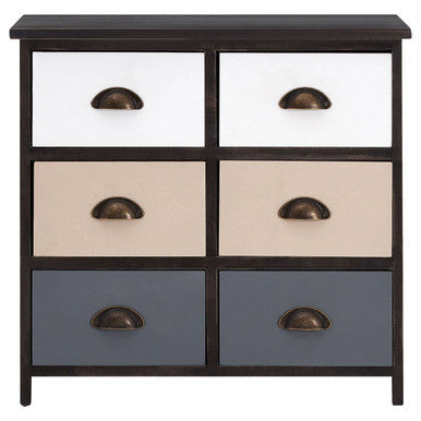 Urban Loft Multi Coloured Wooden 6 Drawer Chest