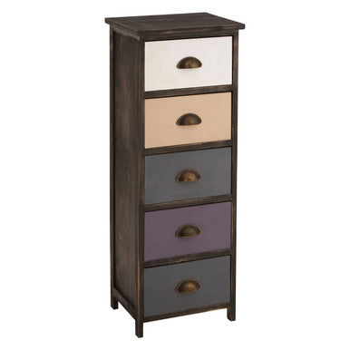 Urban Loft Multi Coloured Wooden 5 Drawer Chest