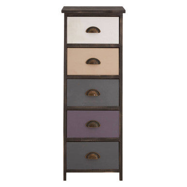 Urban Loft Multi Coloured Wooden 5 Drawer Chest