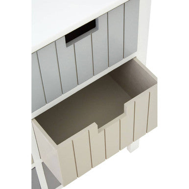 New England White and Pastel Wooden 6 Drawer Chest