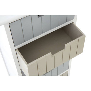 New England White and Pastel Wooden 5 Drawer Chest