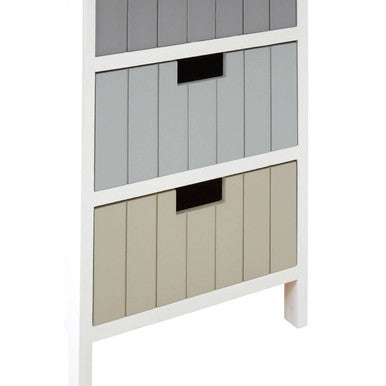 New England White and Pastel Wooden 5 Drawer Chest