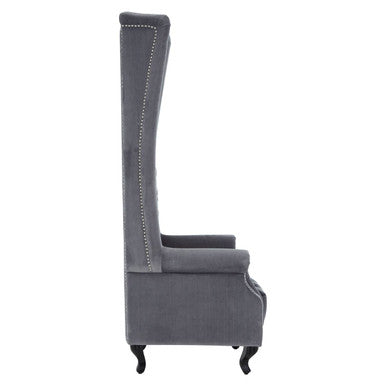 Regents Park Grey Velvet High Back Porter Chair