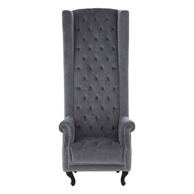 Regents Park Grey Velvet High Back Porter Chair